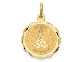 14K Yellow Gold Merry Christmas Disc Charm Pendant Necklace (NO CHAIN)